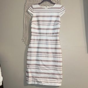 J. Crew Blush Pink and Ivory Striped Cap Sleeve Dress Size 0
